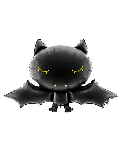 Ballon aluminium chauve-souris pour décoration noire avec yeux dorés