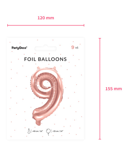 Détails du packaging et dimensions du ballon aluminium chiffre pour fête rose gold