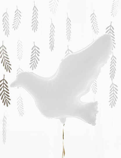 Aluminijasta kroglica belega golobca 77 x 66 cm