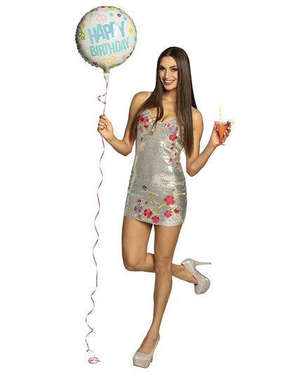 Aluminijast balon konfettis srečen rojstni dan 45cm