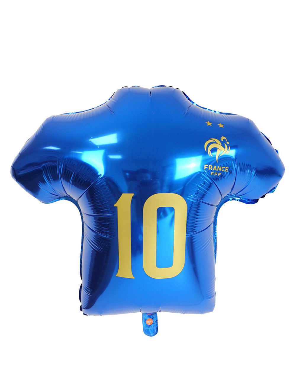 Ballon aluminium FFF en forme de maillot pour supporter bleu avec numéro 10