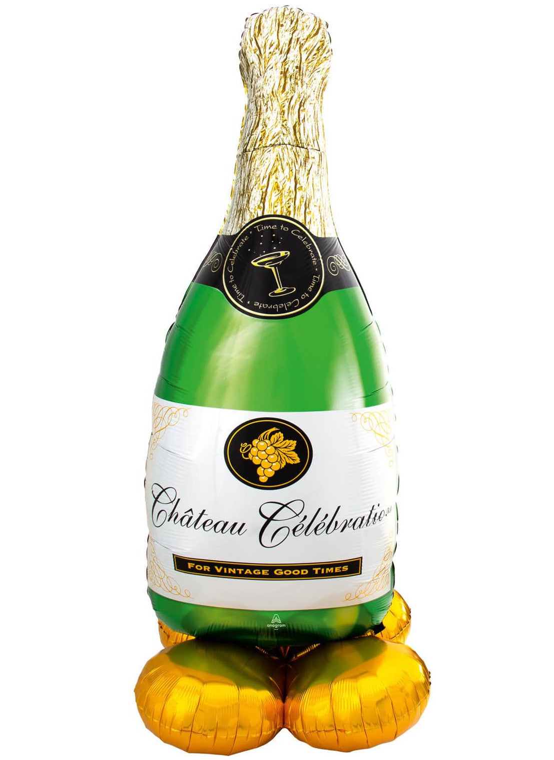 Ogromen aluminijast balon Airloonz, steklenica šampanjca 139 cm stoji samostojno