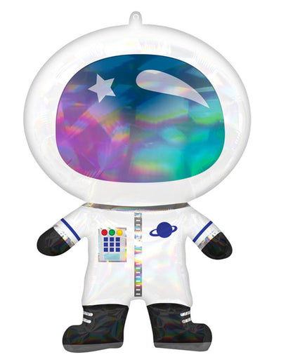Ballon aluminium astronaute blanc iridescent