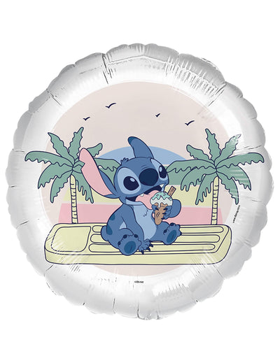 Aluminijast balon Ice cream Stitch bela z tropskim motivom in sladoledom