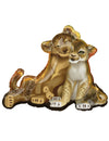Ballon aluminium Le Roi Lion pour décoration jaune et orange représentant Simba et Nala