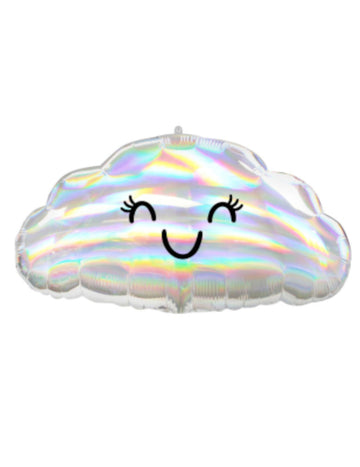 Aluminijast balon z mavričnim oblakom 58 x 30 cm nasmejan obraz