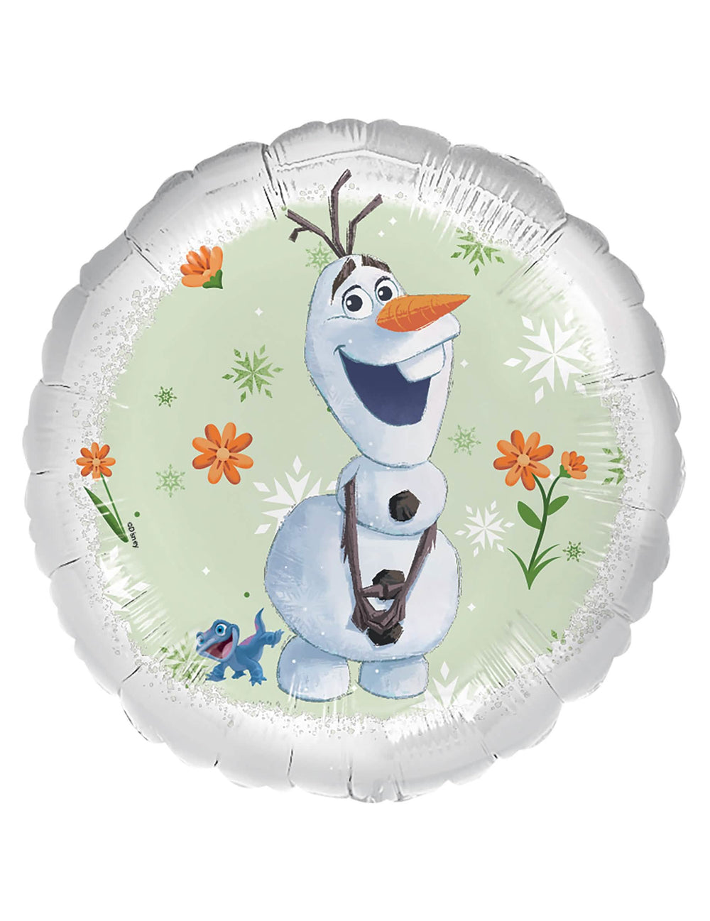 Aluminijasti balon Olaf Ledeno Kraljestvo za otroka, bela in zelena z motivi rož