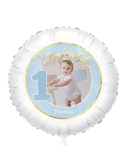 Prilagodljiv aluminijast balon 1 leto modro-zlat 50 cm