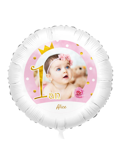 Prilagodljiv aluminijast balon 1 leto roza in zlata 50 cm
