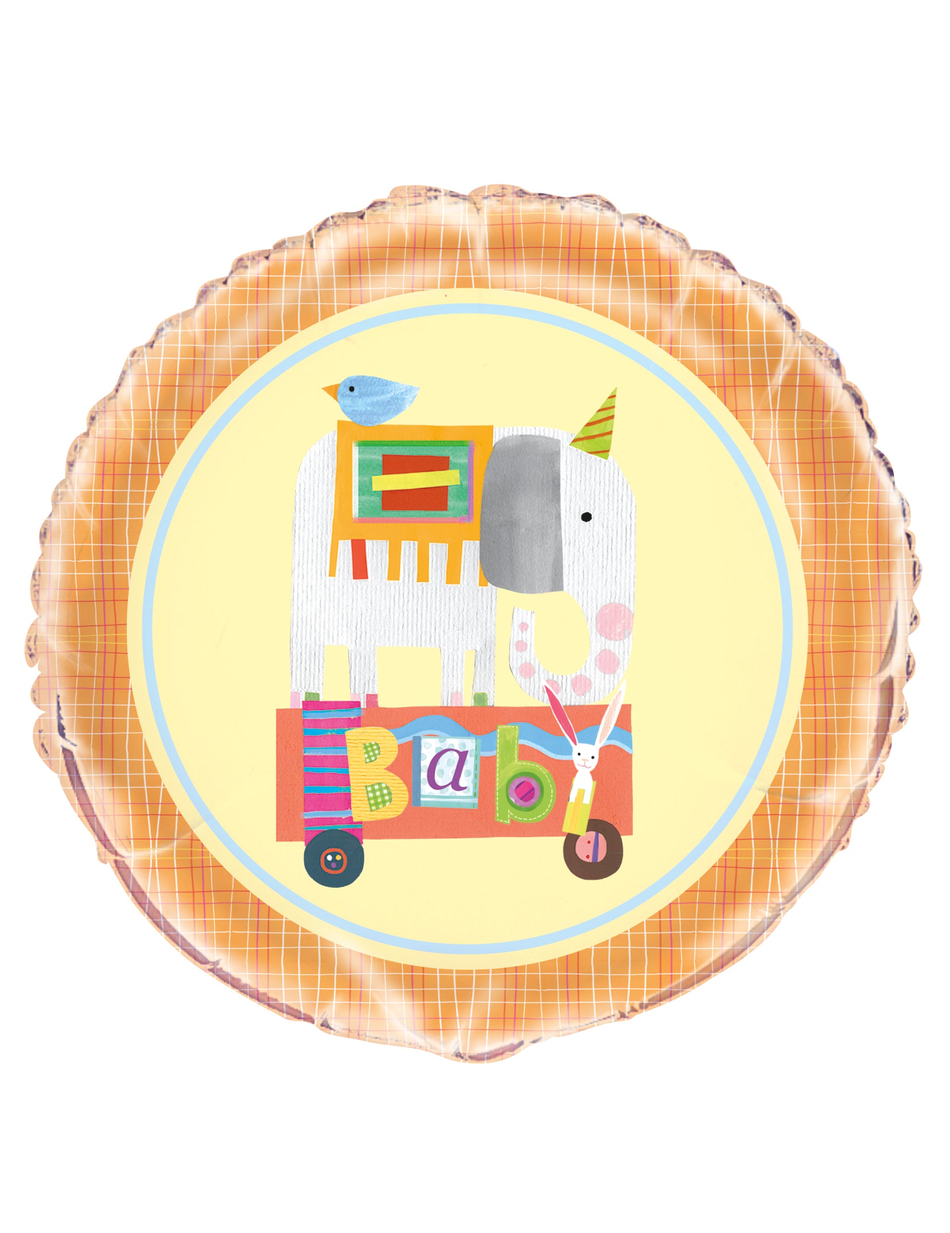 Ballon aluminium petit cirque avec éléphant pour bébé orange et jaune