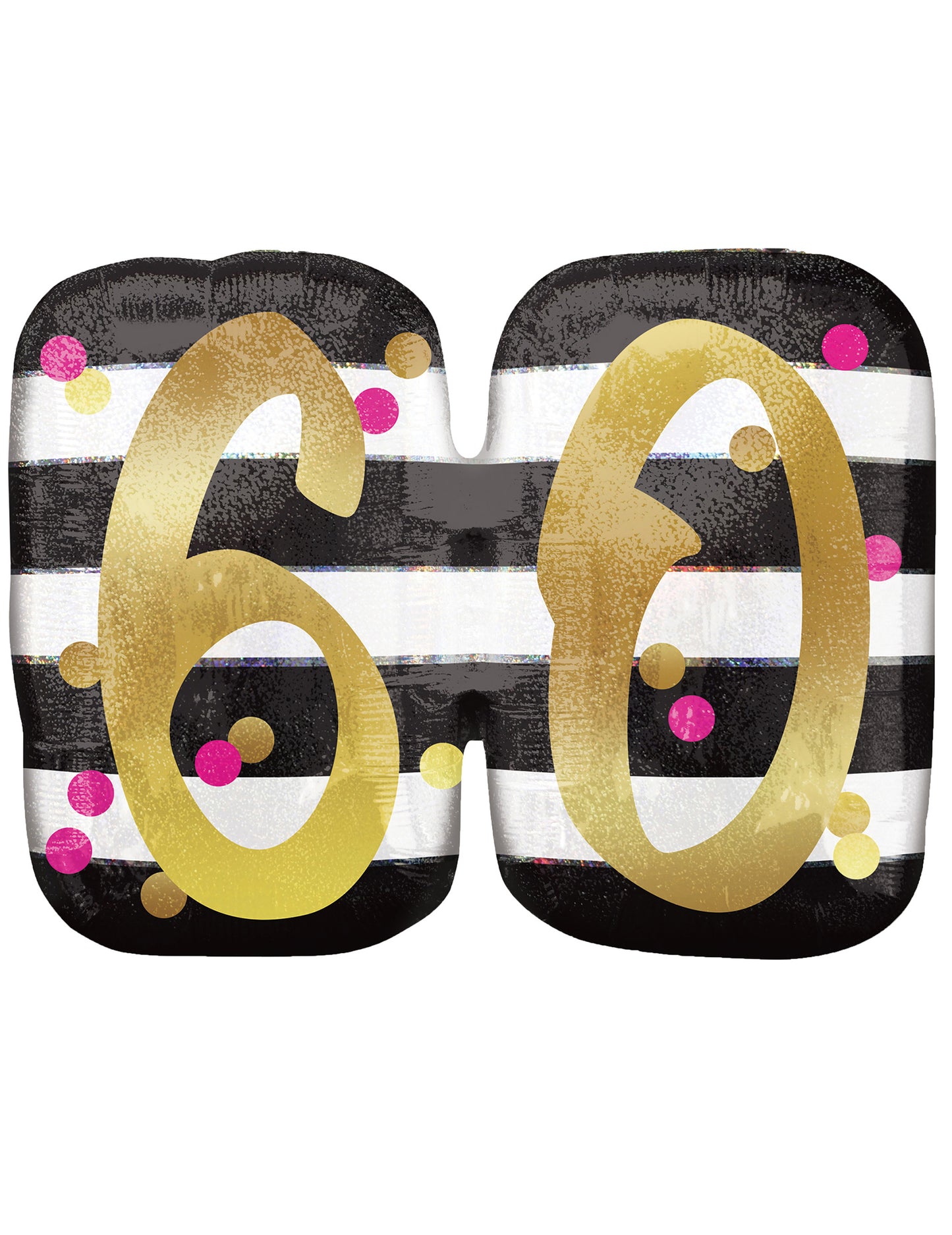 Pravokotni aluminijasti balon, star 60 let, fuksija in zlata, 63 cm za rojstni dan