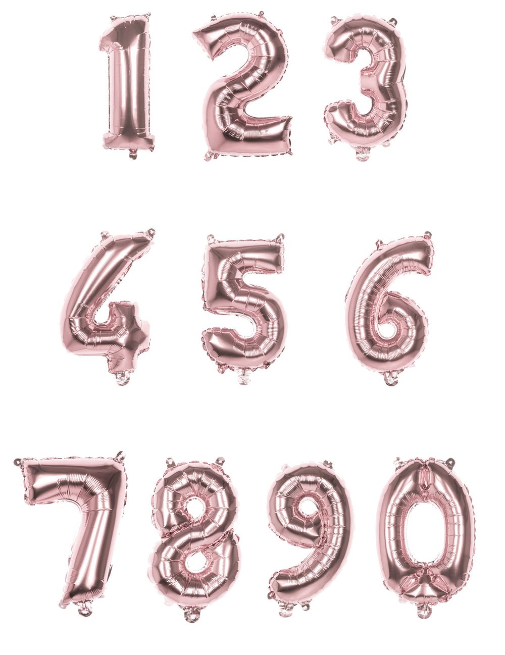 Vue d'ensemble des chiffres disponibles du ballon aluminium chiffre pour fête rose métallisé
