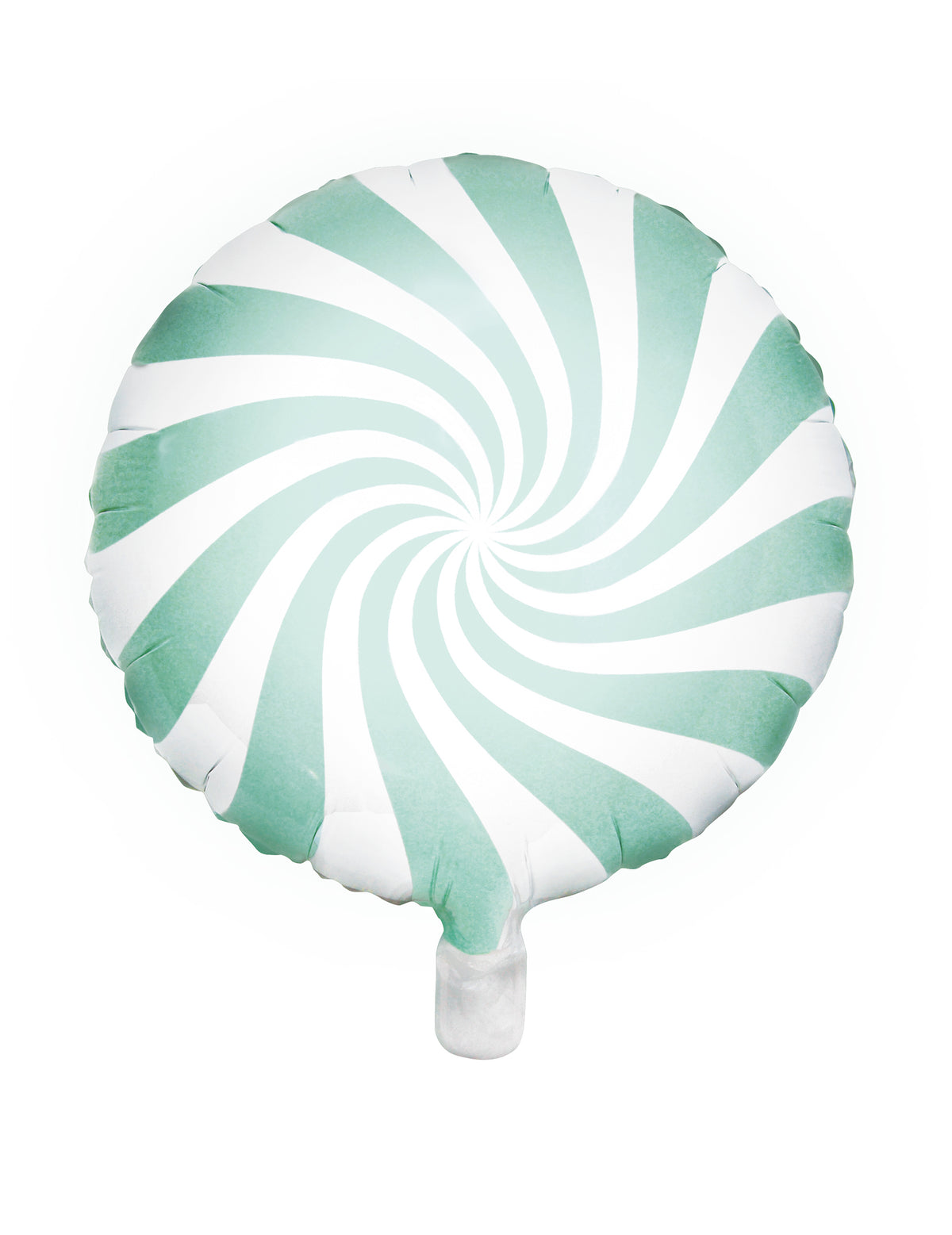 Ballon aluminium sucette pour fête menthe et blanc à spirales