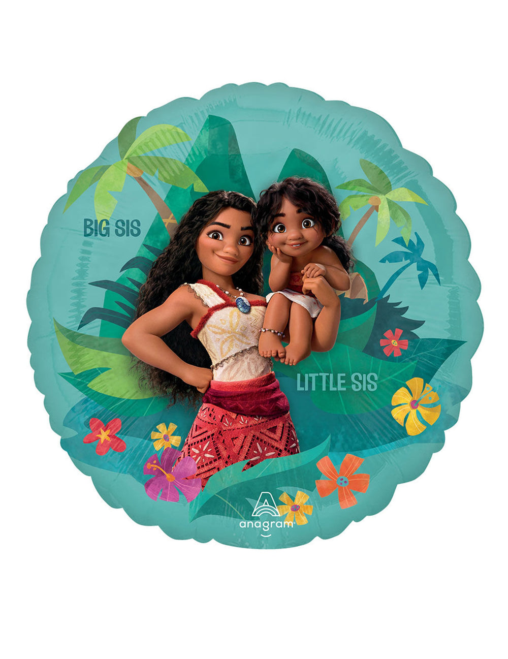 Illustration de Vaiana et sa petite sœur du ballon aluminium Vaiana 2