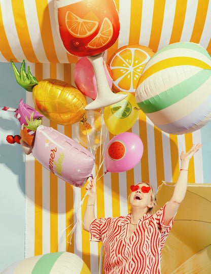 Rožnat folijski balon v obliki koktajlnega kozarca 47 x 79 cm