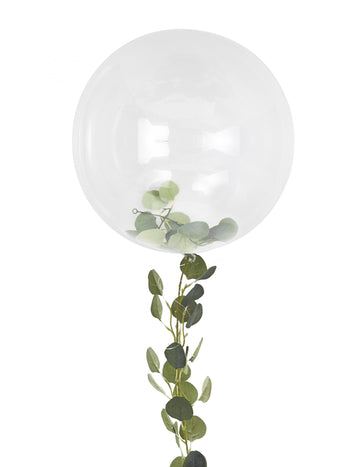 Prozoren balon z listnato girlando 90 cm poroka v naravi