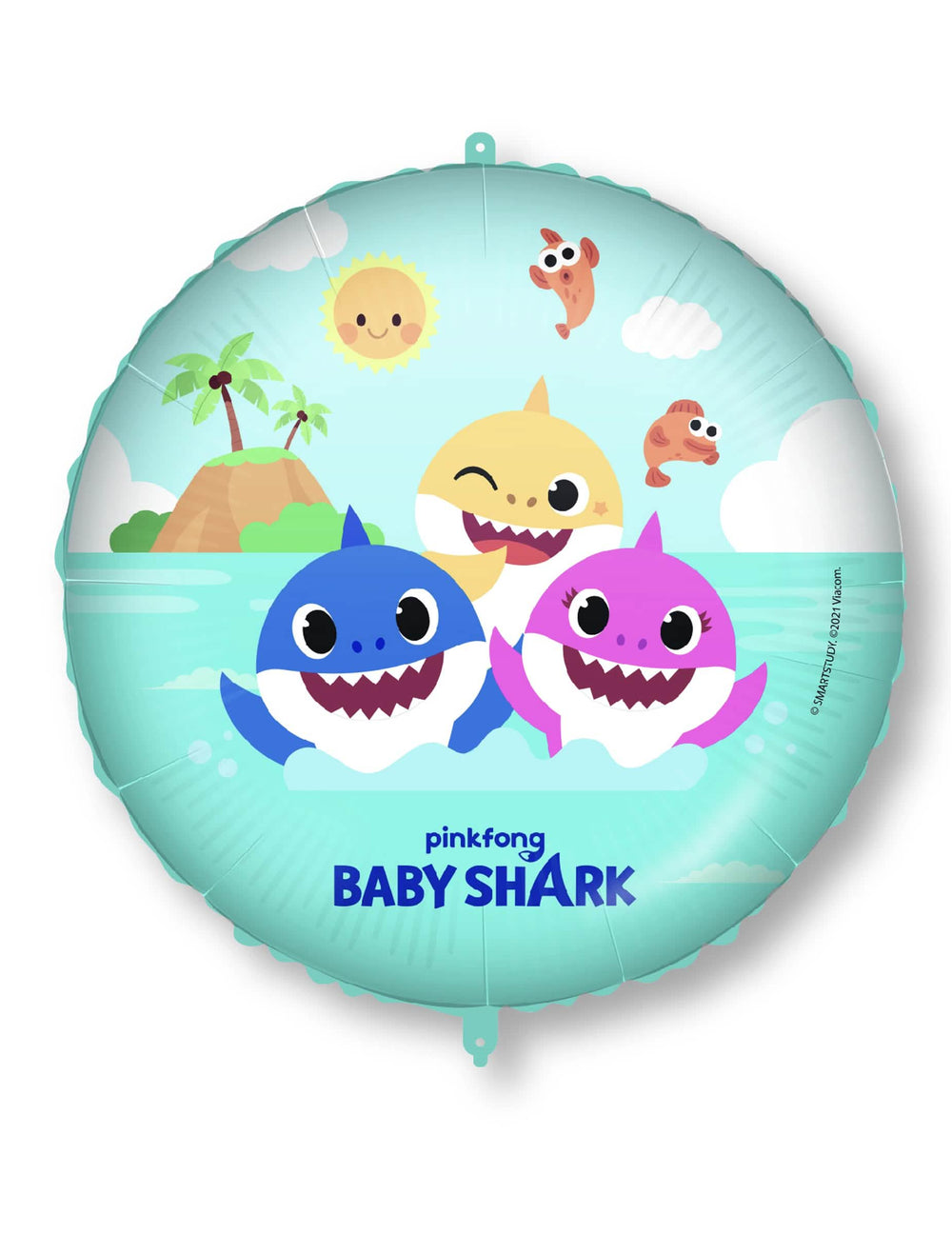 Aluminijski balon Baby Shark za otrok v turkizni modra s liki morskih psov