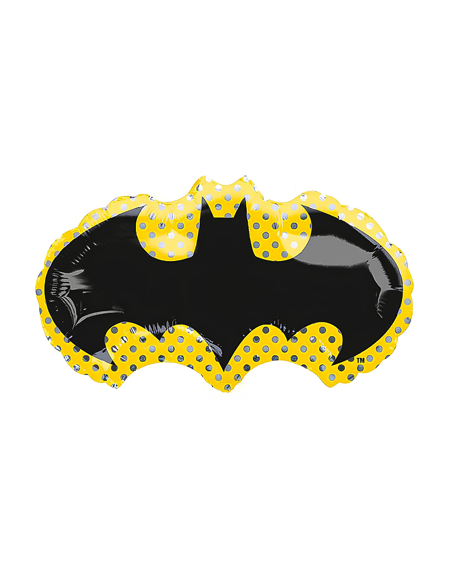 Ballon en aluminium Batman pour fête noir et jaune à pois