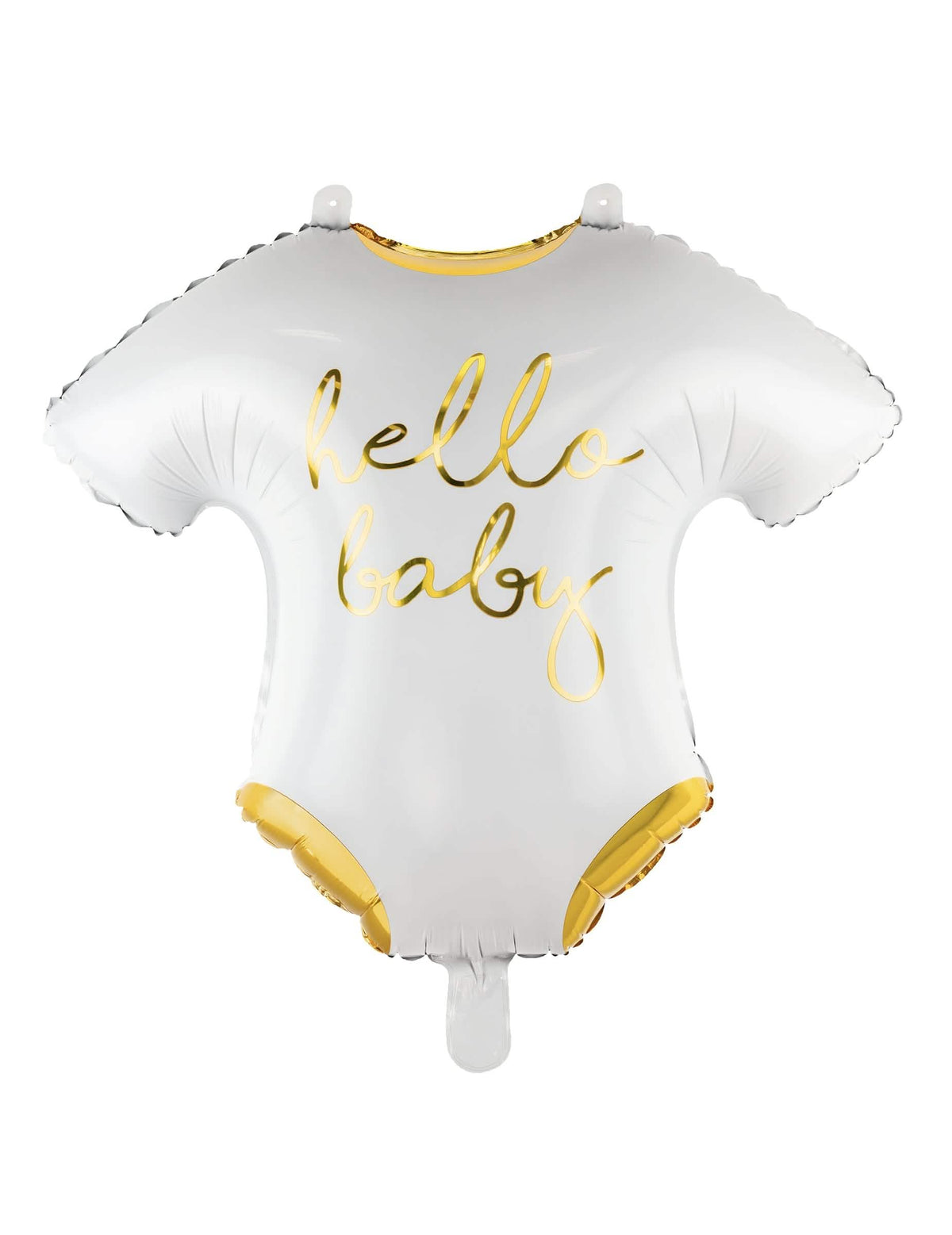 Balon iz aluminija body hello baby za dojenček, bela in zlata
