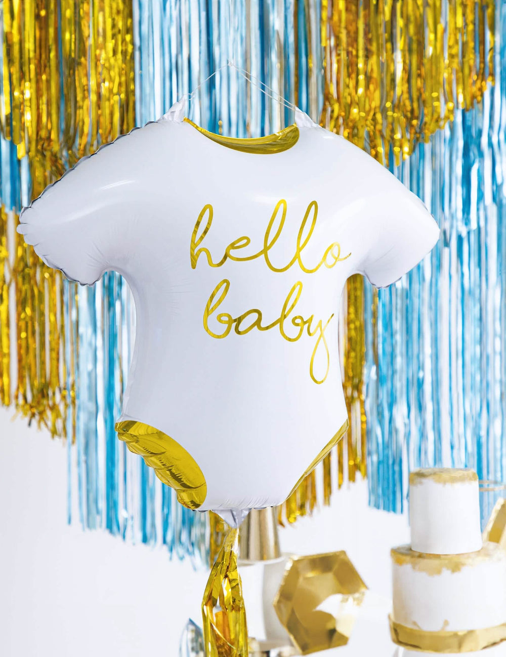 Postavitev aluminijastega balona body hello baby