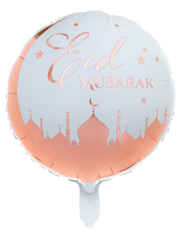 Folija balon za Eid Mubarak 45 cm rožnato zlato in bela