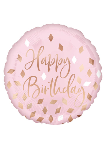 Aluminijast balon za rojstni dan, roza konfeti, rožnato zlato, 43 cm helij