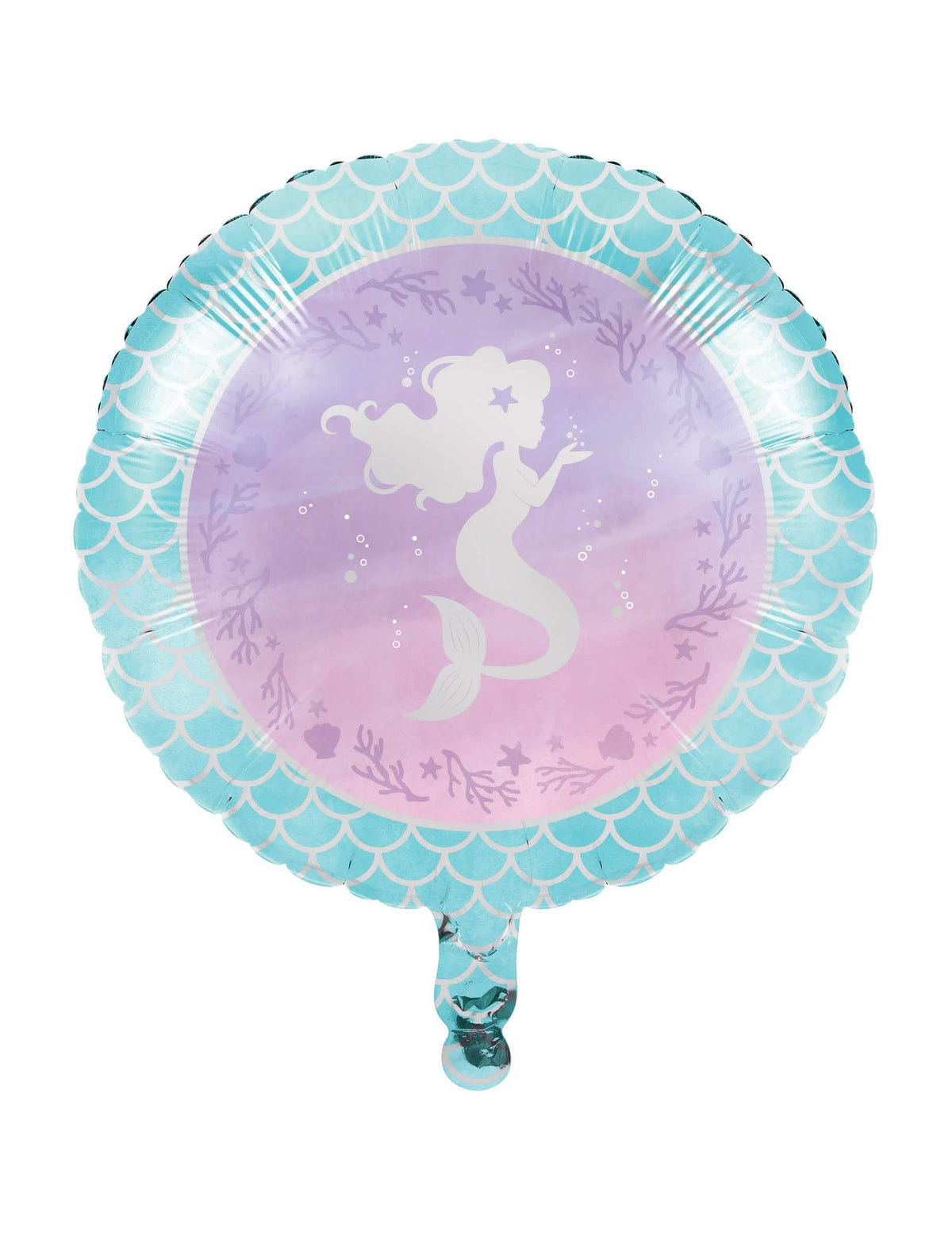 aluminijast balon morske deklice za rojstni dan modra in roza iridescenten
