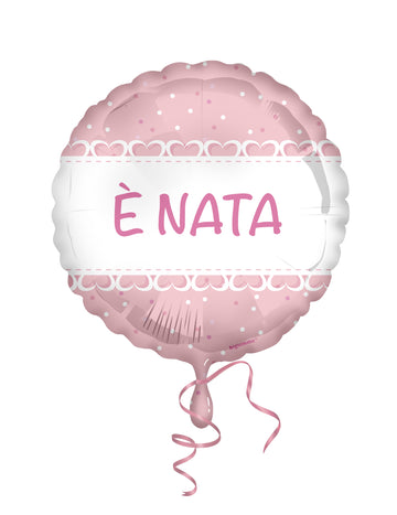 Folija balon 45 cm Rodila se je z rožnatimi srčki