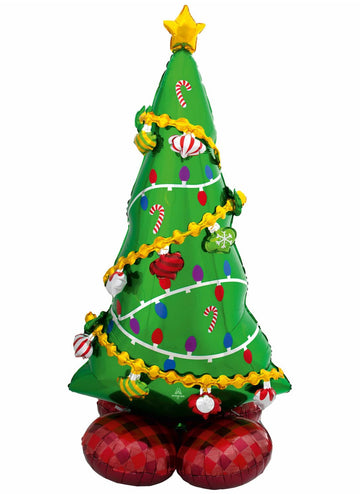 Velik folijski balon AirLoonz v obliki božične jelke 149 x 78 cm namestiti