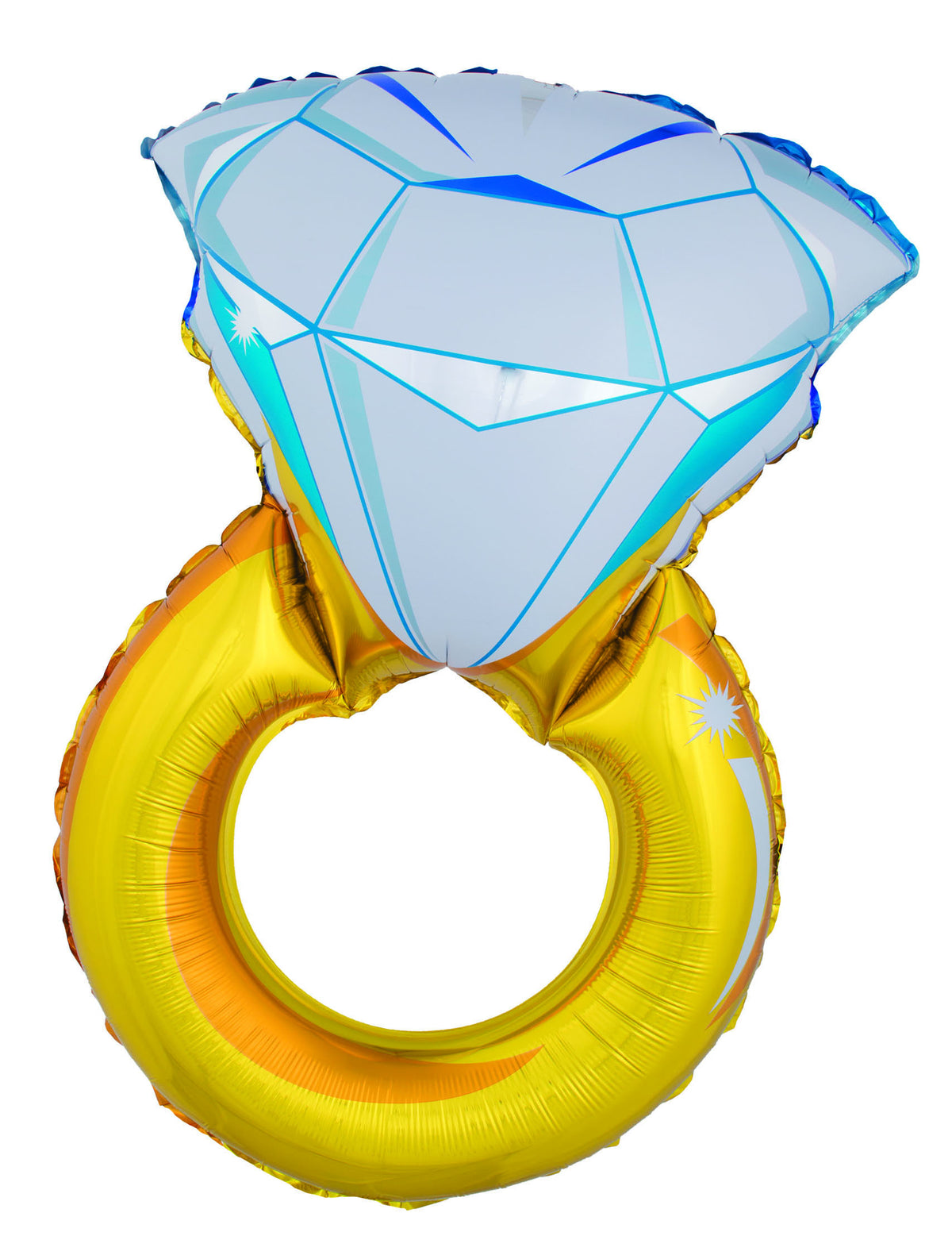 Ballon bague diamant pour fête doré et bleu