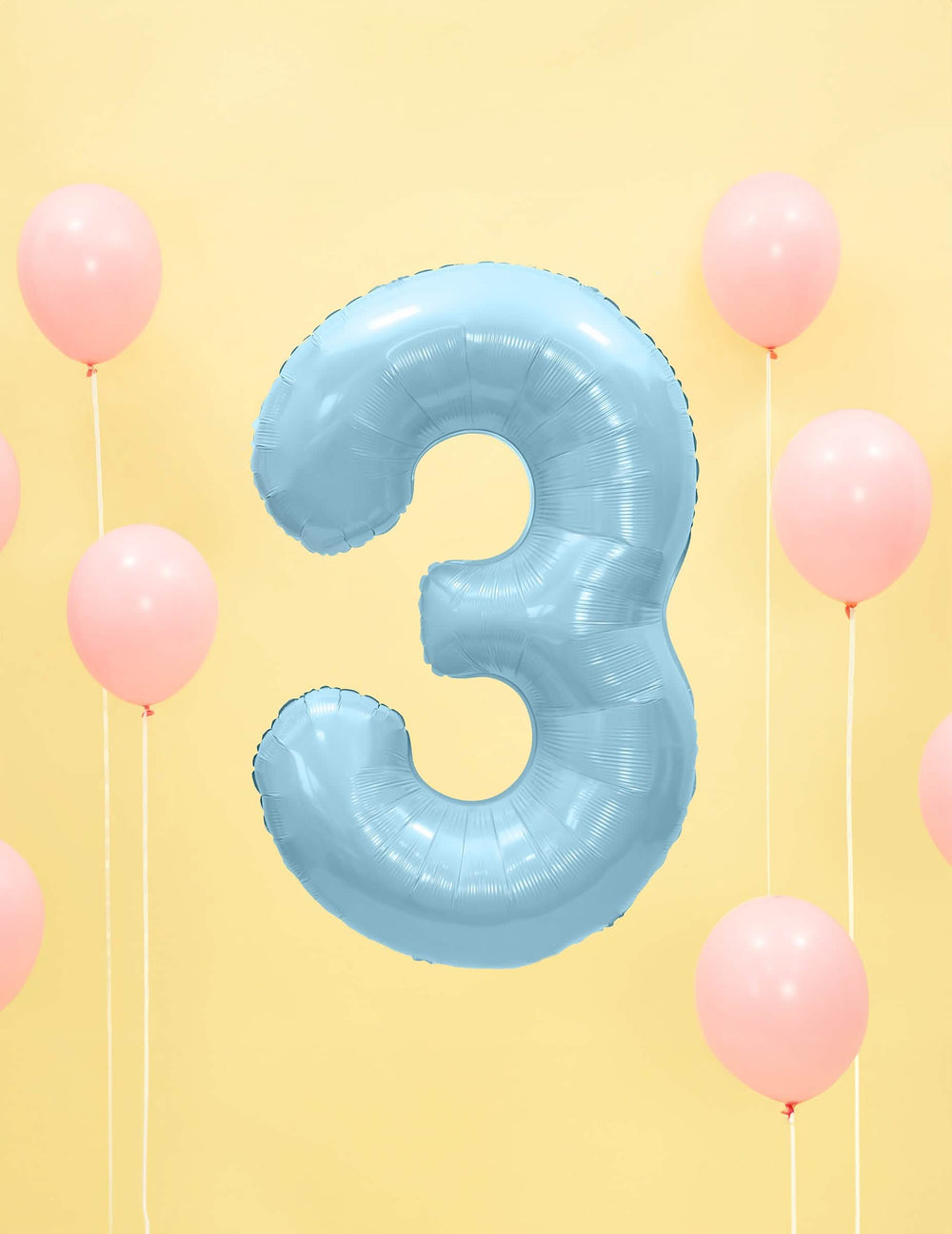 Številka 3 za velik balon številka za zabavo pastelno modra