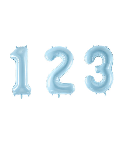 Ballon géant chiffre pour fête bleu pastel en aluminium
