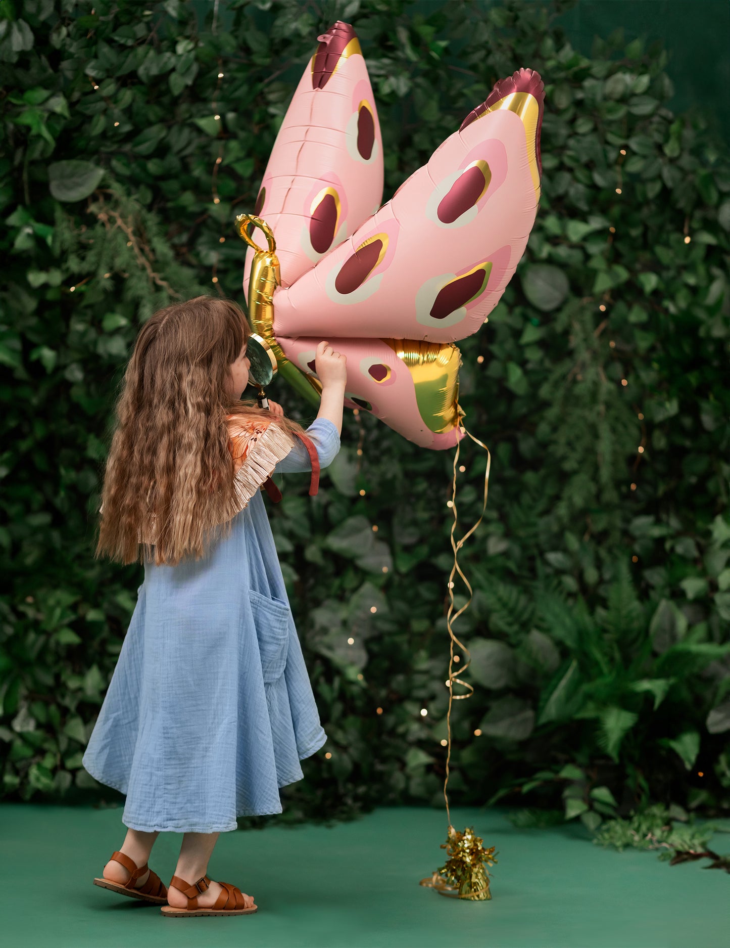 Ballon géant en aluminium papillon 120 x 87 cm rose et or
