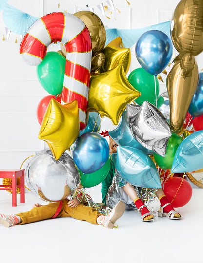 Velik aluminijast balon v obliki sladkorne palčke 50 x 82 cm Božični okraski