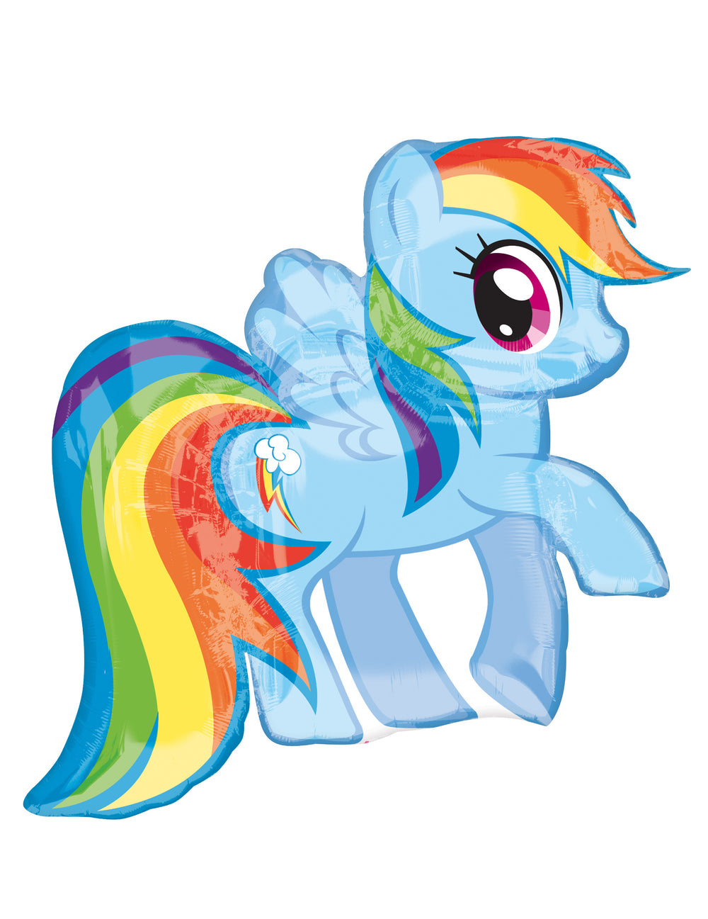 Ballon aluminium My Little Pony Rainbow Dash pour enfant bleu avec crinière arc-en-ciel