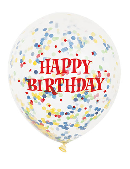 6 Transparent Happy Birthday Transparent lateks baloni 30 cm