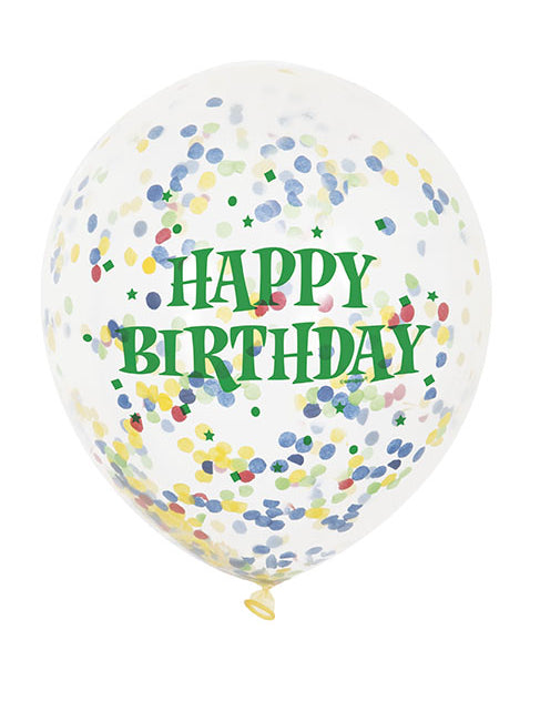 6 Transparent Happy Birthday Transparent lateks baloni 30 cm