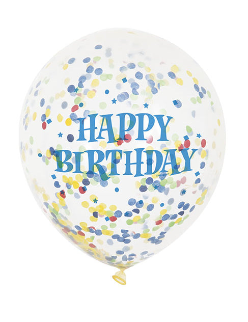 6 Transparent Happy Birthday Transparent lateks baloni 30 cm
