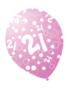 6 ballons âges nacrés 21 ans rose