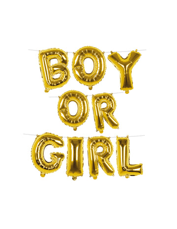Girlanda iz zlatih folijskih balonov s črkama "fant" ali "deklica", 4 m