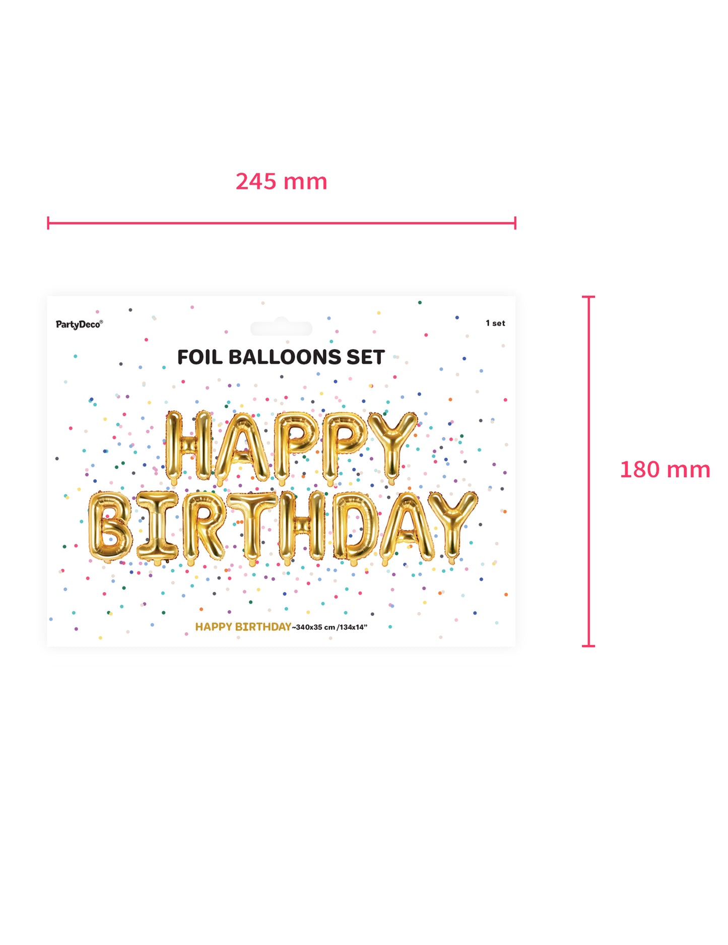 Folija baloni z napisom "Happy Birthday", zlati, 35 kosov cm v girlandi