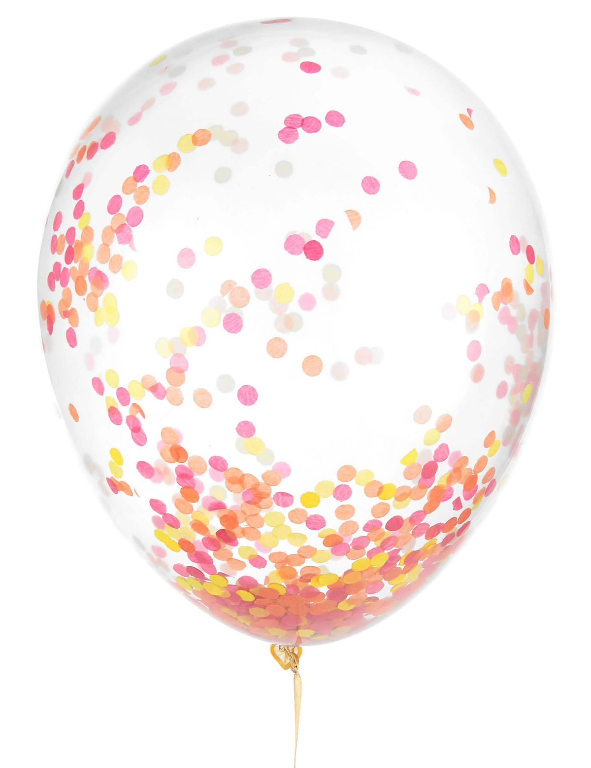 lateksni balon s prozorna neonskimi konfeti za zabavo s rožnatimi, oranžna in rumenimi konfeti