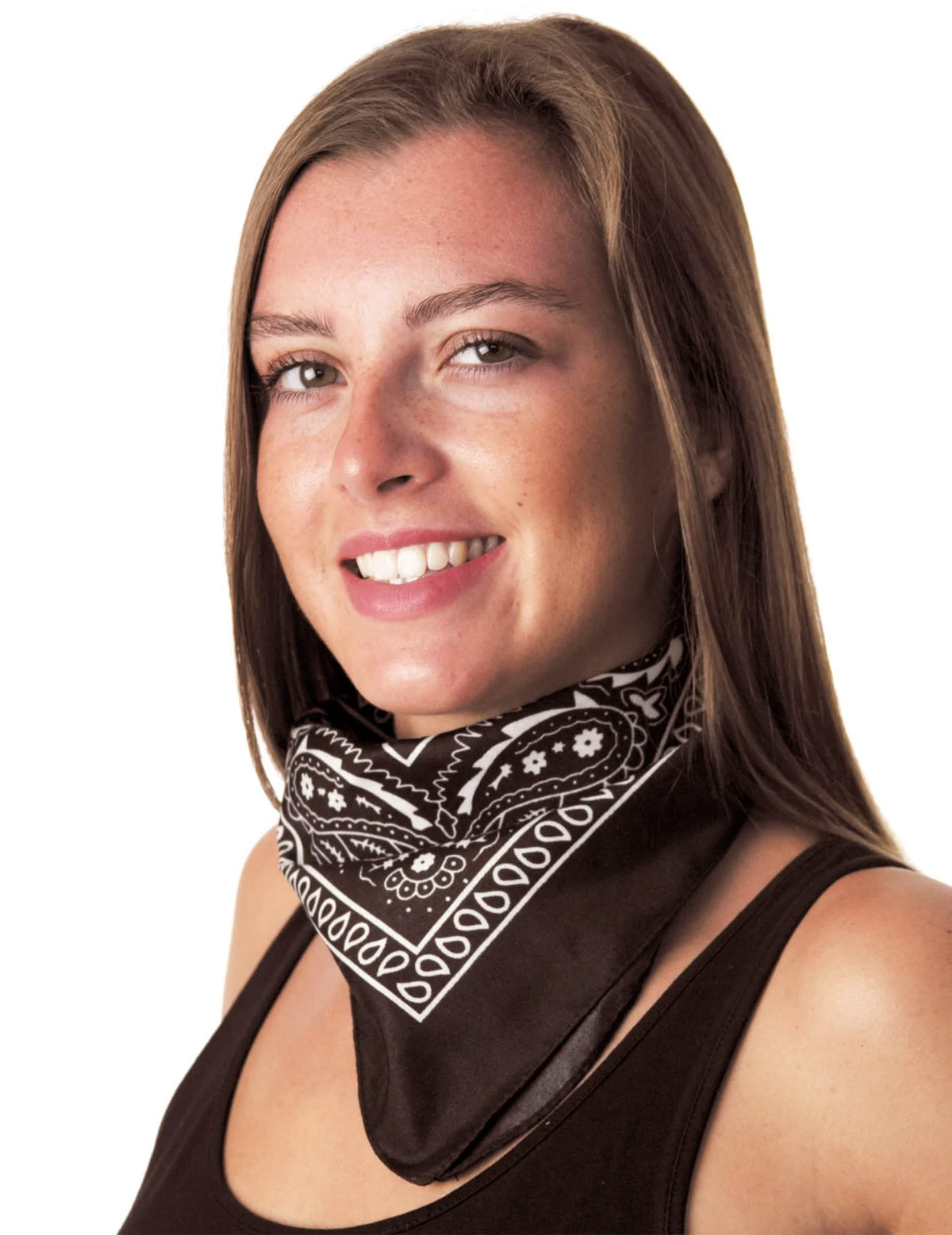 Črna bandana za odrasli z belimi paisley vzorci