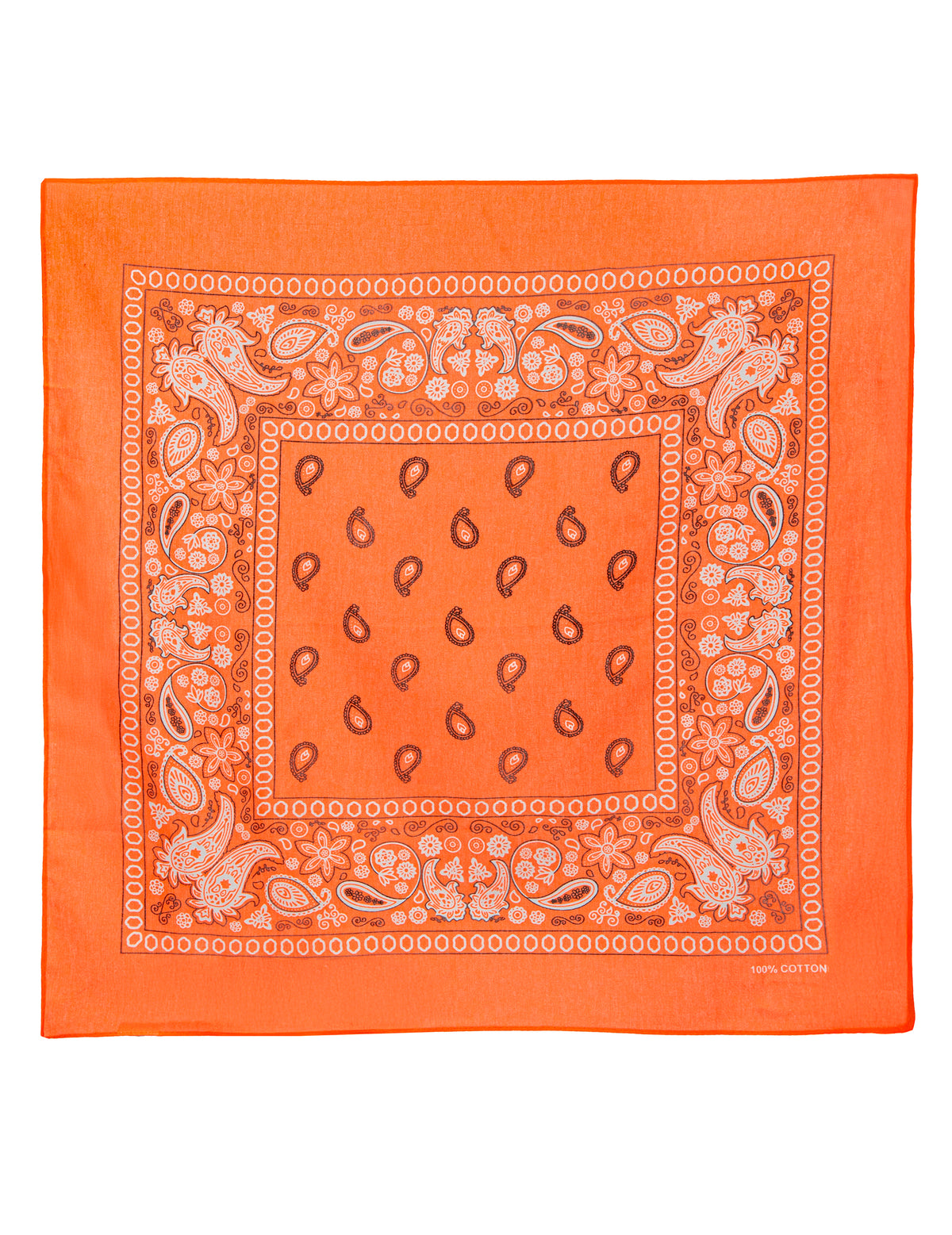 Vue à plat du bandana pour adulte orange fluo