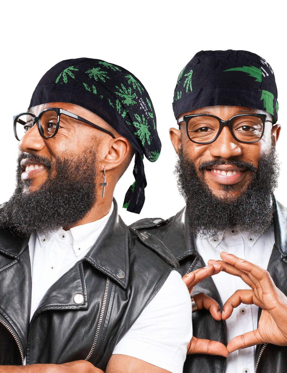 Vues de face et de profil du Bandana rasta Jamaïque