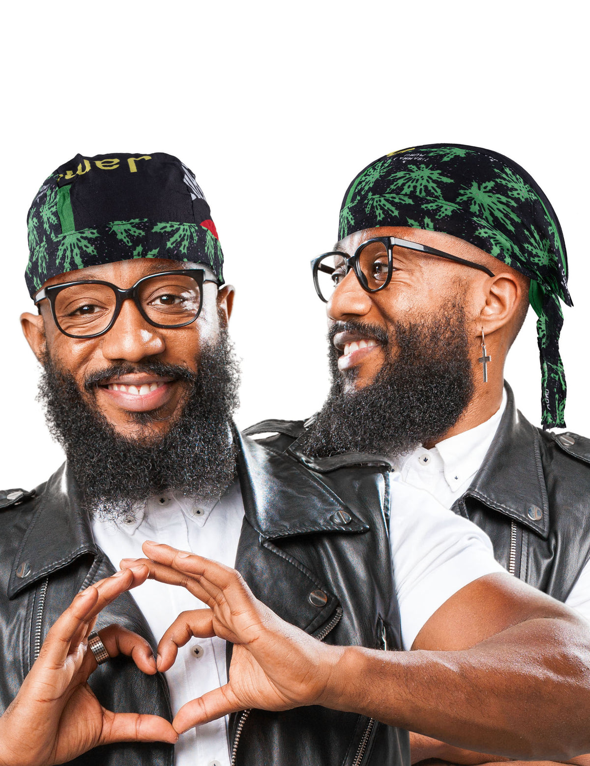 Vues de face et de profil du Bandana rasta Jamaïque