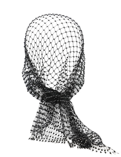 Črna mrežasta bandana s kristalčki za odrasle