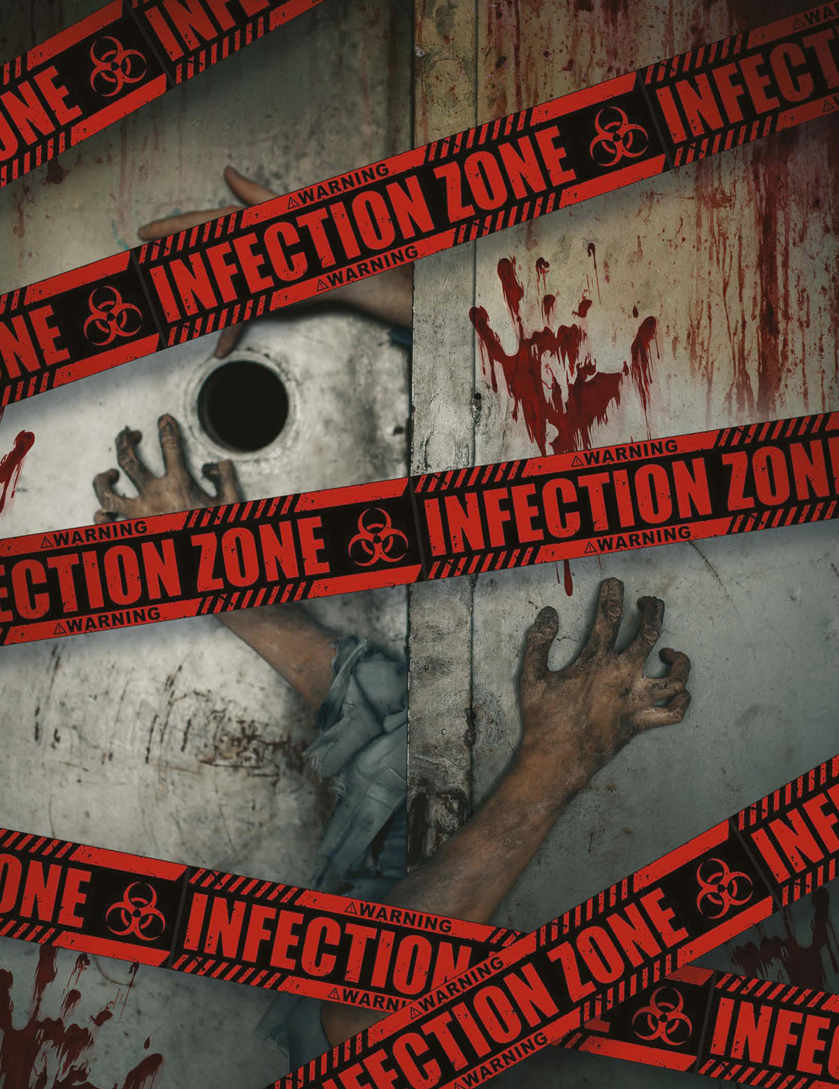 Mise en situation de la bannière Infection zone pour décoration d'Halloween