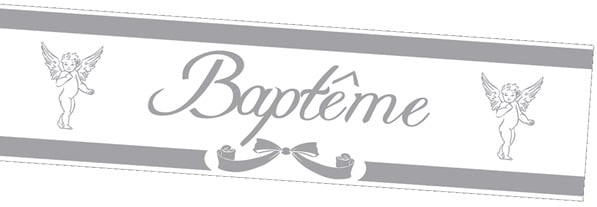 Bannière de baptême avec anges argentée