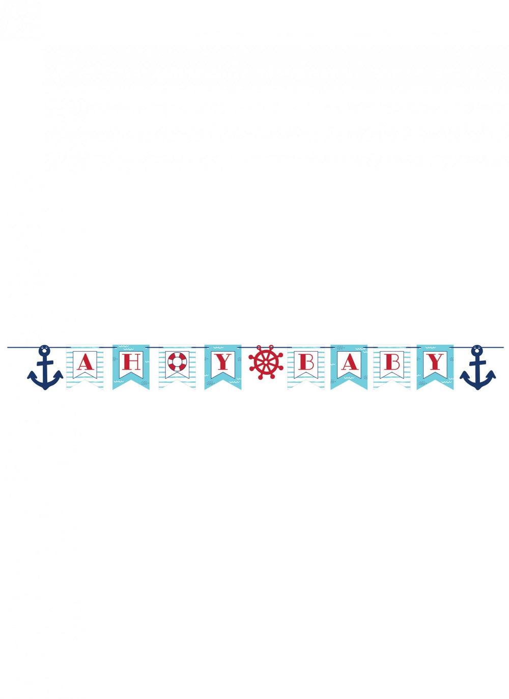 Bannière en carton ahoy baby petit bateau thème marin pour bébé bleue et rouge